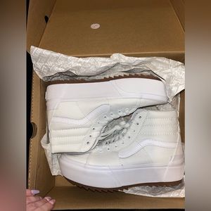 BRAND NEW w/ tags VANS Sk8 Hi stacked shoes White 8.5 women’s 7 in men
